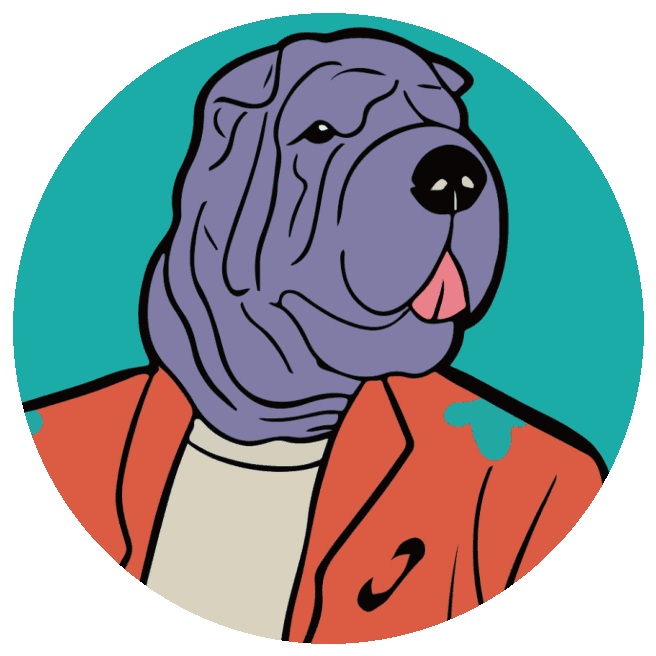 El Shar-Pei del crew, con chaqueta coral